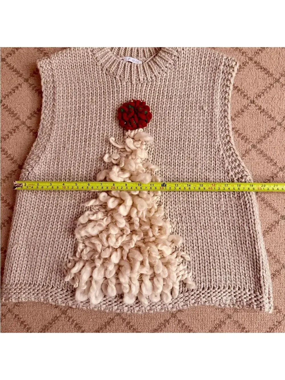 Zara Embroidered and Embellished Christmas tree Knit Holiday vest M - Picture 9 of 13
